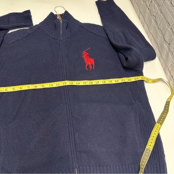 Polo by Ralph Lauren vintage Men's Dark Blue Zip-Up Sweater 100% lambs wool szXL - Picture 4 of 7